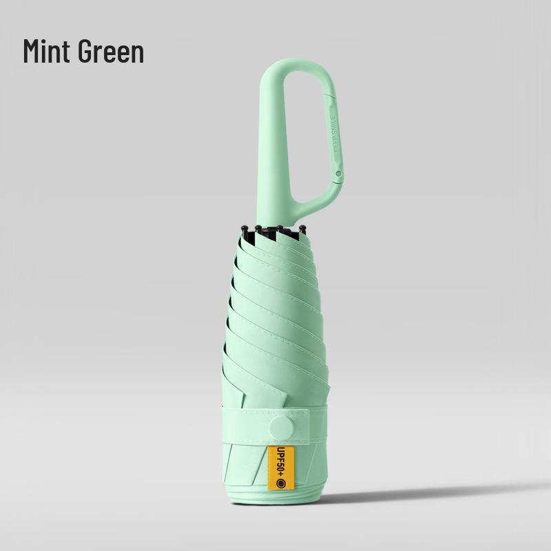 New Macaron Color Five-Fold Ultra-Light Sun Protection Compact Mini Umbrella with Buckle Handle