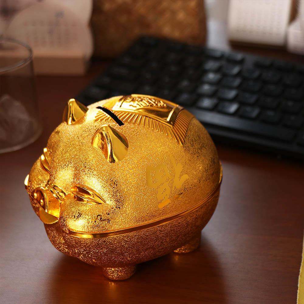 Gold Pig Pig Plastic Piggy Bank Plastic Coin Saving Box Practical Pig Money Jar Student Gift