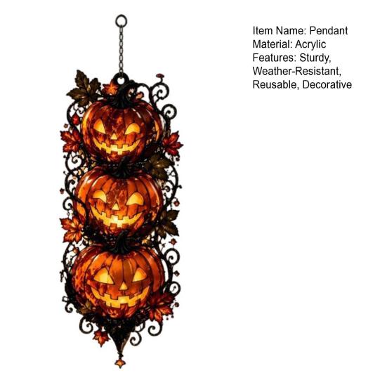 Halloween Pumpkin Hanging Ornaments Triple Stacked Jack-o'-Lantern Door Hanger, 2D Wall Ornament, Dark Style Festival Props Spooky Fall Porch