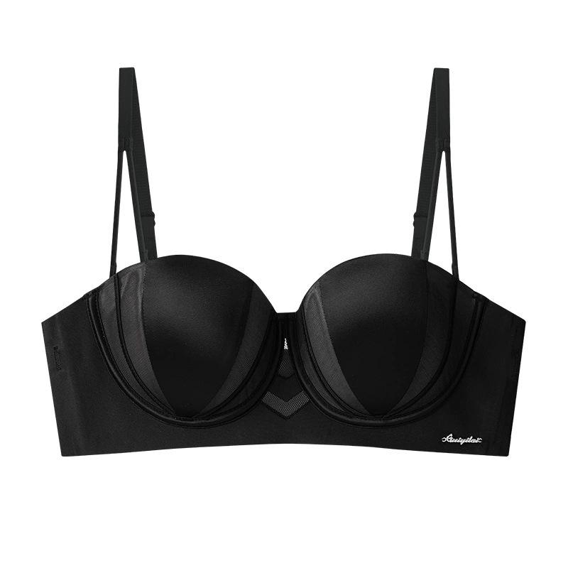 

Бесшовный дышащий бюстгальтер без бретелей с поддерживающей чашкой и красивым дизайном спины 36/80AB чёрный