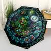 Forest Mystery Symbols pattern umbrella, portable and foldable design, 8 ribs, a casual accessory for Halloween, Christmas, and birthday gifts.