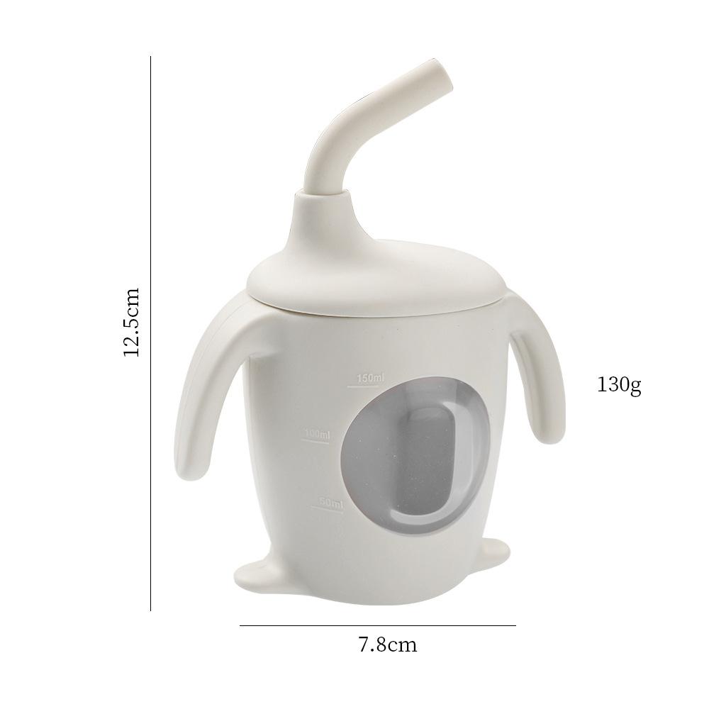 Penguin Kids Training Straw Cup with Handles Penguin Cup серый/белый