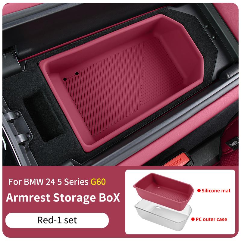 2025 Hot Silicone Car Central Armrest Storage Box Container Holder Tray For BMW 5 Series G60 2024 Auto Interior Decoration Acces