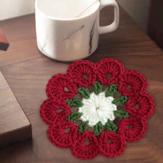 Flower Knitted Coasters Heat Insulation Placemat Non-slip Coaster Anti-scald Table Mats Kitchen Accessory