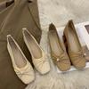 Fashion 2025 Women's New Flat Bottom Mary Jane French Elegant and Comfortable Pearl Bow Single Shoes