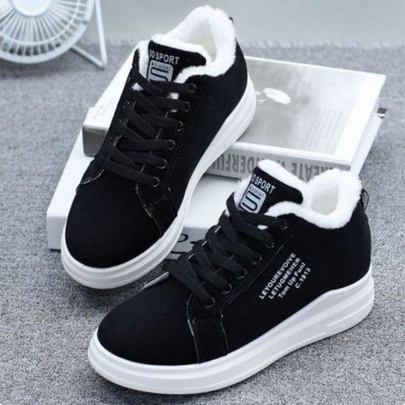 

Хлопковые кроссовки с высоким верхом для женщин с плюшевой спортивной подкладкой, толстые и теплые зимние, универсальные студенческие повседневные туфли 40