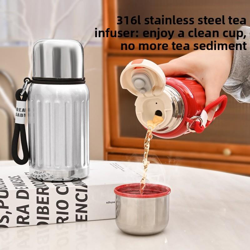 Roman Little Chubby Insulated Mug With Tea Strainer For Outdoor Travel And Gift Giving