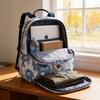 Ethnic Style Blue Elephant Canvas Backpack With Expandable Capacity For Travel And School Use