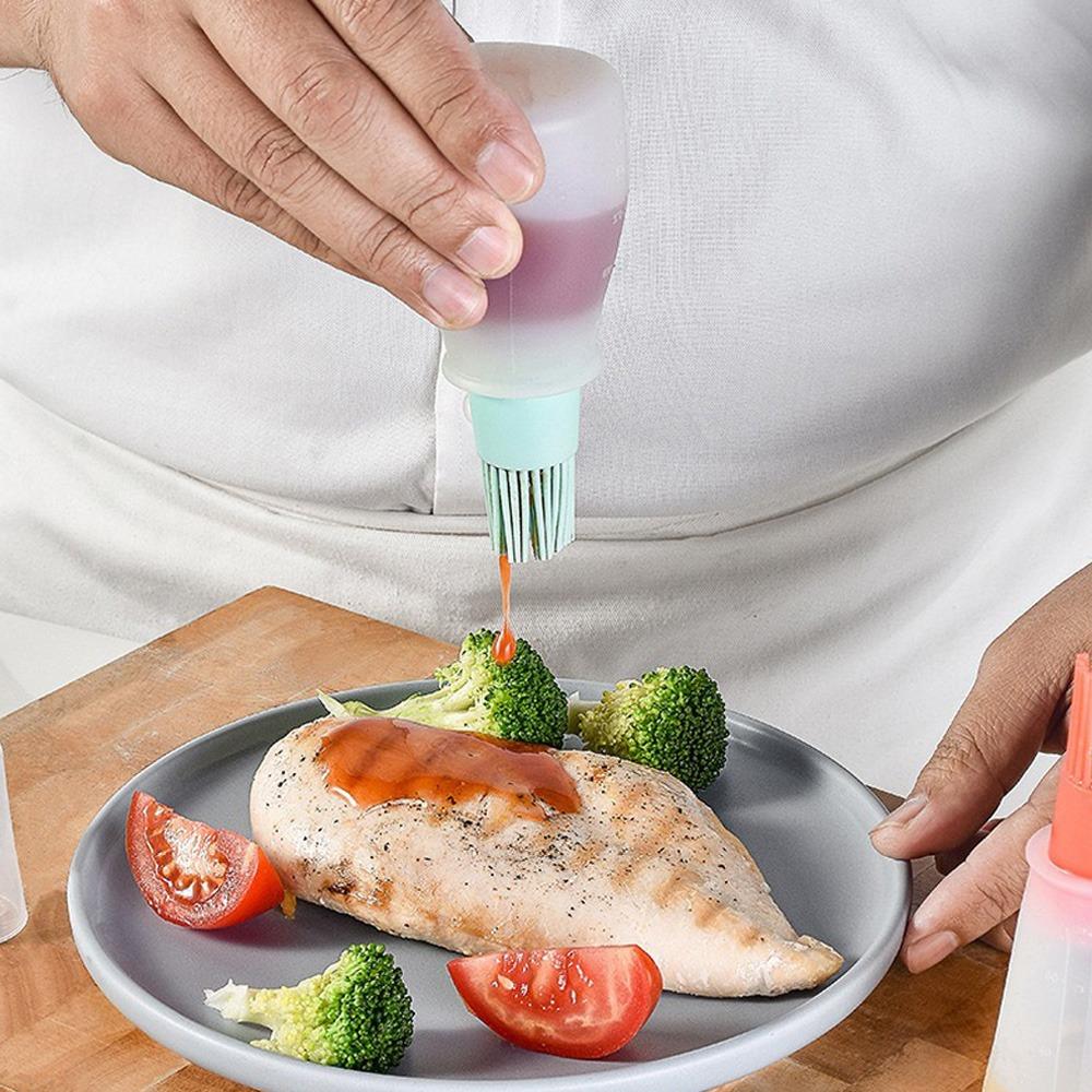 60ML Silicone Oil Brush Bottle Baking Brushes Cake Butter Bread Pastry Brush Outdoor BBQ Cooking Accessories Tool Kitchen Gadget