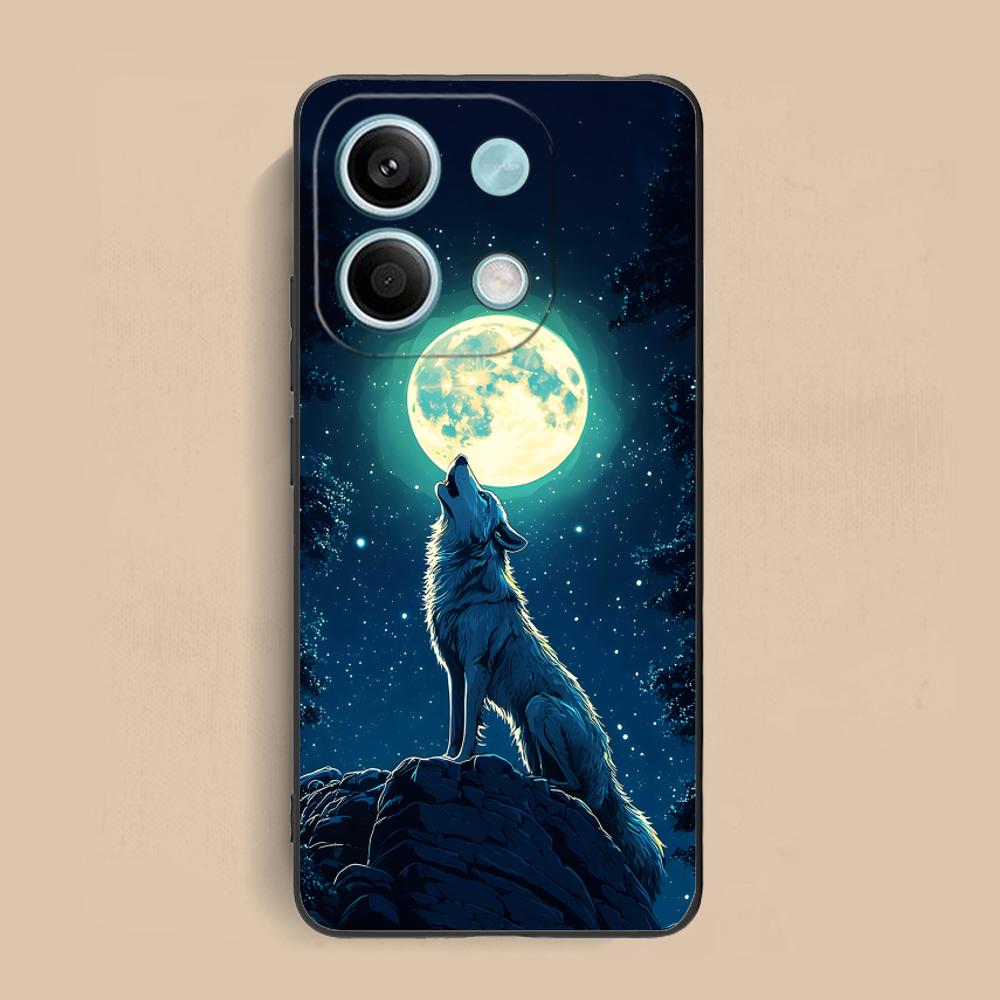 Fashion Wolf Mobile Phone Case for Xiaomi Redmi Note 14 13 12 11 S Pro Plus 4G 5G Colorful Printing Cover Luxury Pretty