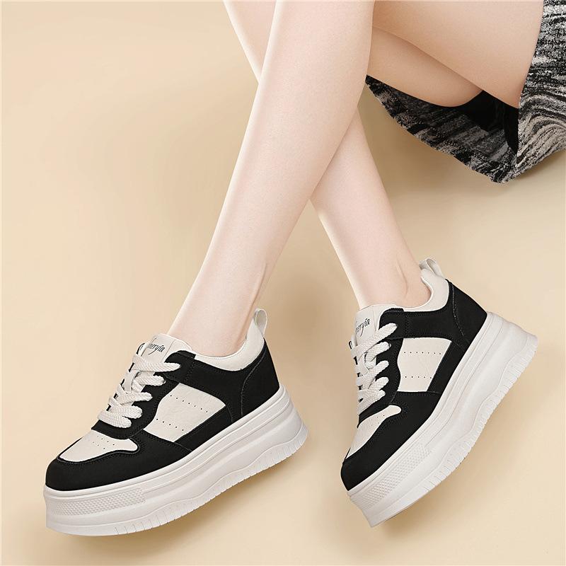 

Small little white shoes increase height and thick sole.cm spring and autumn new sweet and cool versatile board shoes casual sports single shoes women 40