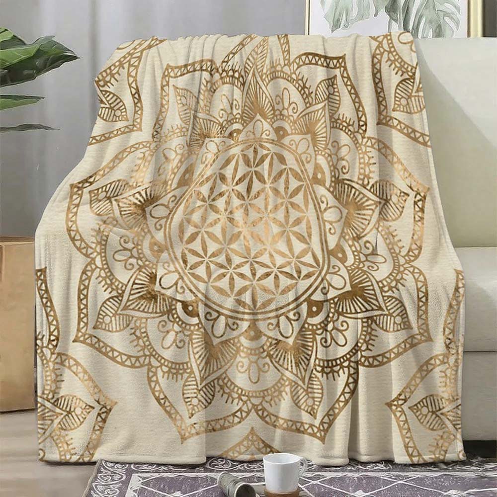 1pc Bohemian Flower of Life Mandala Tapestry Blanket for Home Bedroom Living Room Decor Boho Soft Throw Blanket