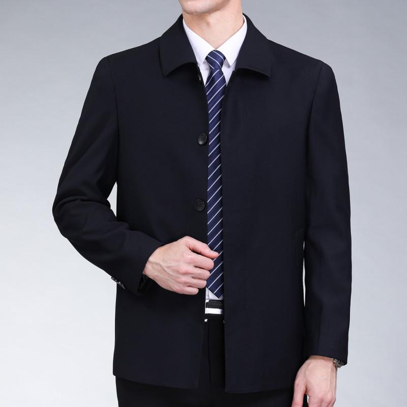 Men's High-End Wool Plaid Jacket - Lapel Top for Middle-Aged Dads, Spring/Autumn Casual Outerwear