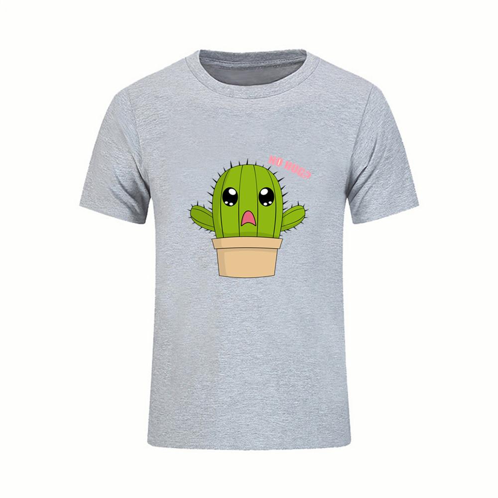 Crop Cactus Hug Pattern No Hug T Shirt Short Sleeve Custom T Shirts