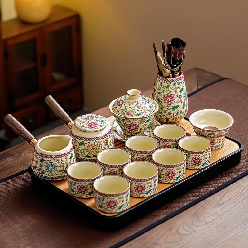 Laino Ru Kiln Side Handle Tea Set with Tray