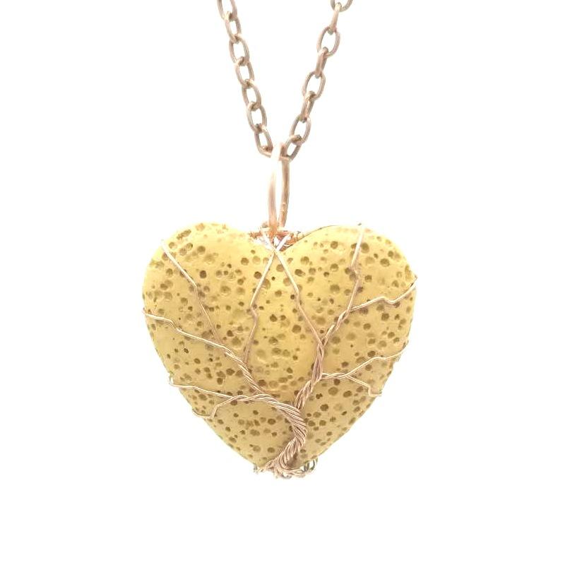 

Natural Volcanic Stone Heart-Shaped Winding Tree Of Life Pendant Necklace, Jewelry, Women S Necklace