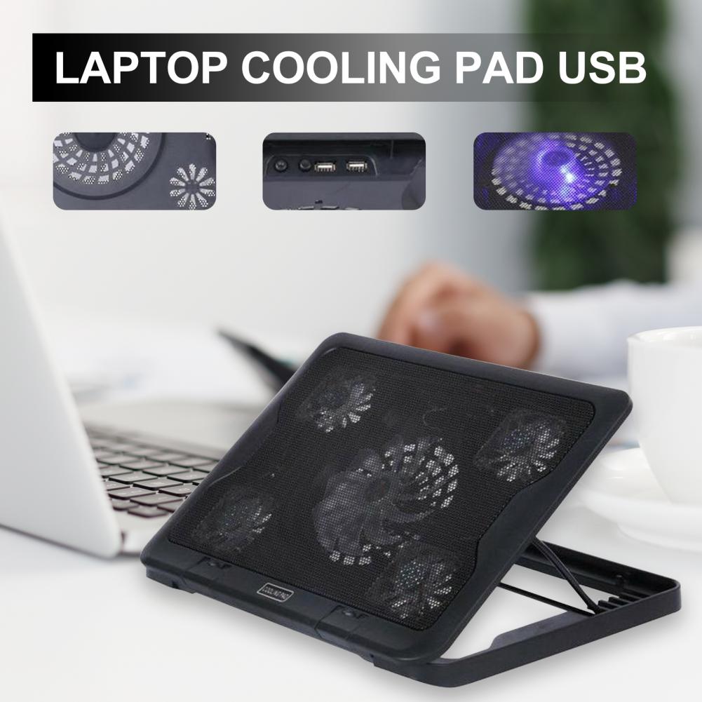 Wide Compatibility Non-Slip Desktop Laptop Cooler with 5 Noise-Free Fans for Gaming Laptop