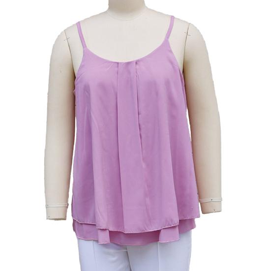 Damen Oberteile Leichte Chiffon Ärmellose Bluse Mehrlagiger Rüschensaum Lockere Passform Lässig Sommer Träger
