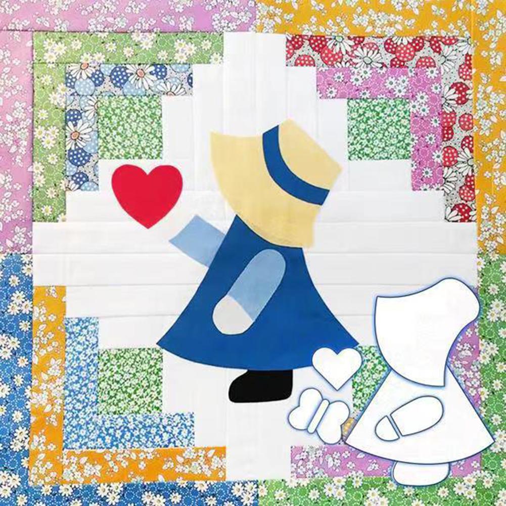 Sunbonnet Sue Quilt Stencil Set Multifunctional Dressmaking DIY Kit Reusable Laser-Cut Template Craft Quilting Sewing Tools