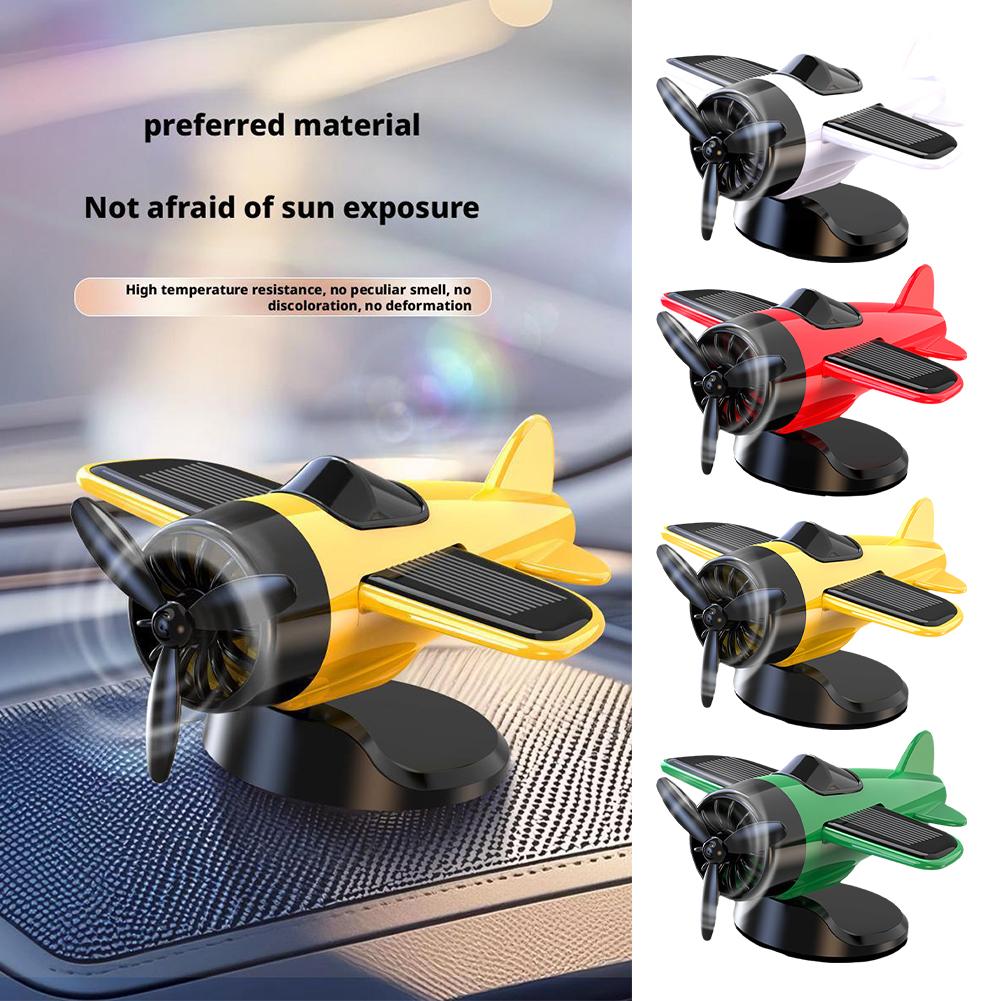 Car Mounted Solar Powered Rotating Airplane Creative Console Center Decoration Ornament Automotive Supplies Interior O9J2