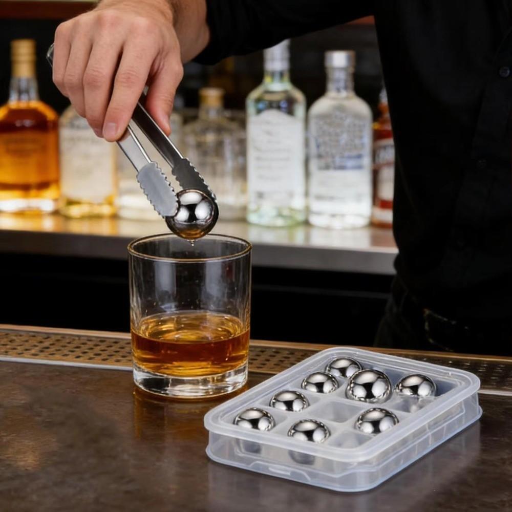25mm Stainless Steel Ice Cubes Ball Reusable Round Metal Ice Balls New Whiskey Stones Set