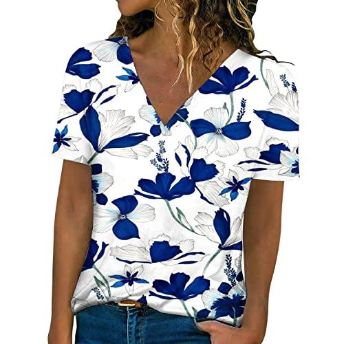 Fashion Floral 3D Printed T-shirt Women T-shirt V-neck Women T-shirt Tops Summer Streetwear Harajuku Y2k Clothing