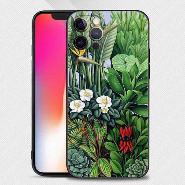 Shell For Iphone 14 13 12 11 Pro Max Mini Xs Max Xr X 7 8 Plus 6s Soft Silicone Case Cover Fundas Vintage Banana Leaf Flower