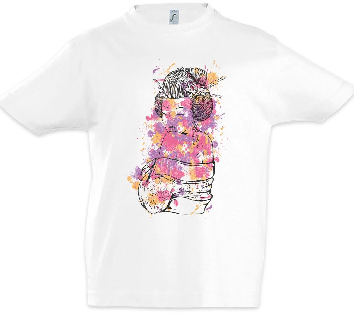 

Geisha With Colored Ornaments Kids Boys T-Shirt Japan Tattoo Tattooist Holi- 100