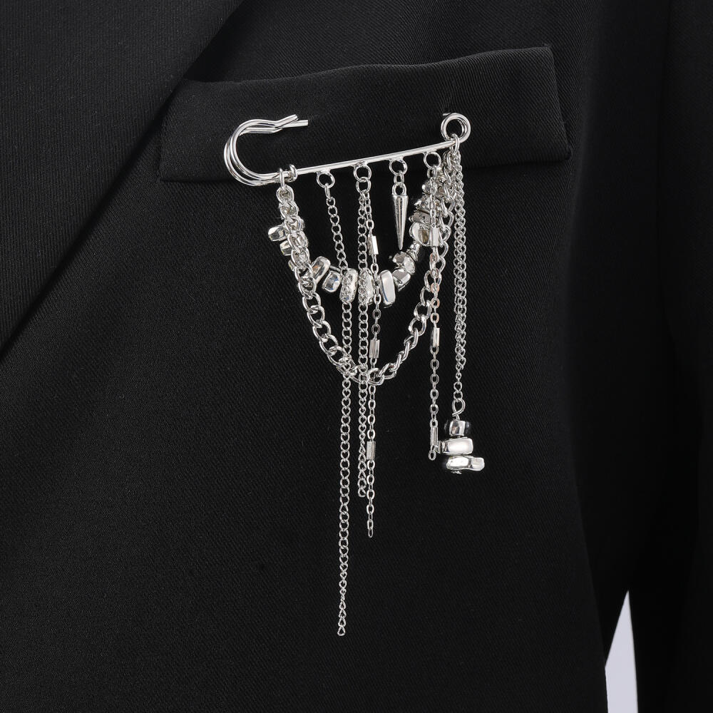 Vintage Irregular CCB Tassel Chain Brooch Niche Design Multi-Functional Pants Chain Charm Versatile Jewelry Accessory for Women