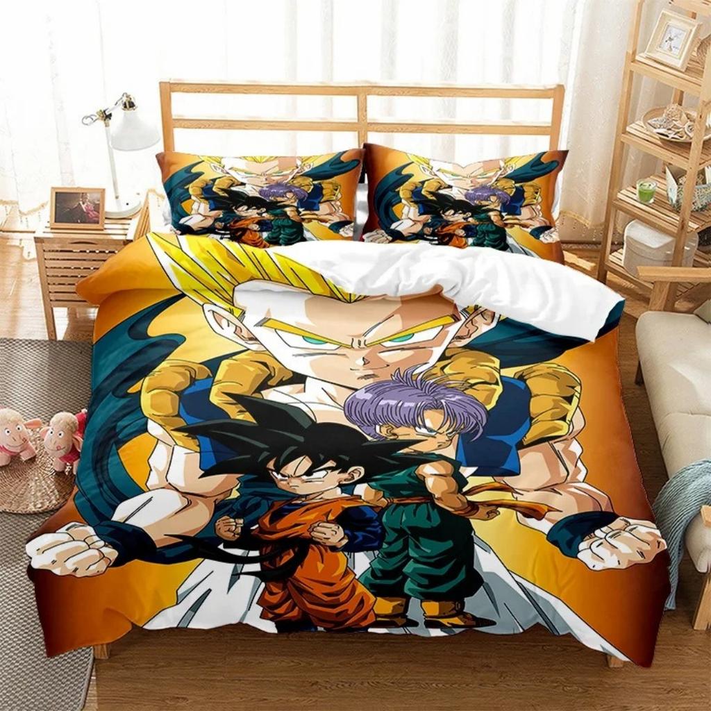 Japanese Anime Dragon Ball Bedding Set Goku Duvet Cover Comforter Bedclothes Single Twin Full Queen Size 3D Kids Adult Boys Gift