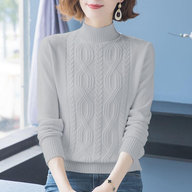 Solid Color Crew Neck Knitted Sweater, Elegant Long Sleeve Pullover Sweater for Fall & Winter, Women's Clothing