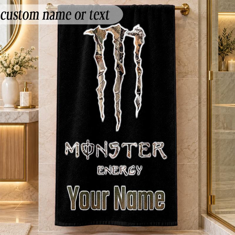 Beach TowelMonster Energy Custom Name Text Personalized Soft Towel for Beach Pool Indoor Home Decor Gift