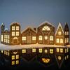Foldable Christmas Village Decor with LED String Lights Gingerbread House Set Holiday Tabletop Ornaments for Home Office Mantel