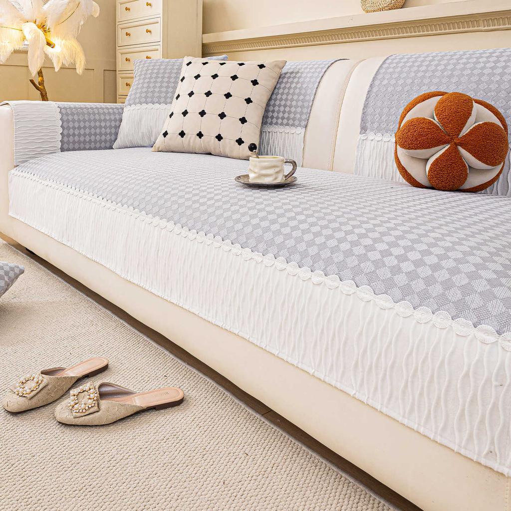 French Cream Style Sofa Cushion Fixed Anti Slip Straight Row Sofa Cover Fabric New All Season Universal Wear-resistant Fabric