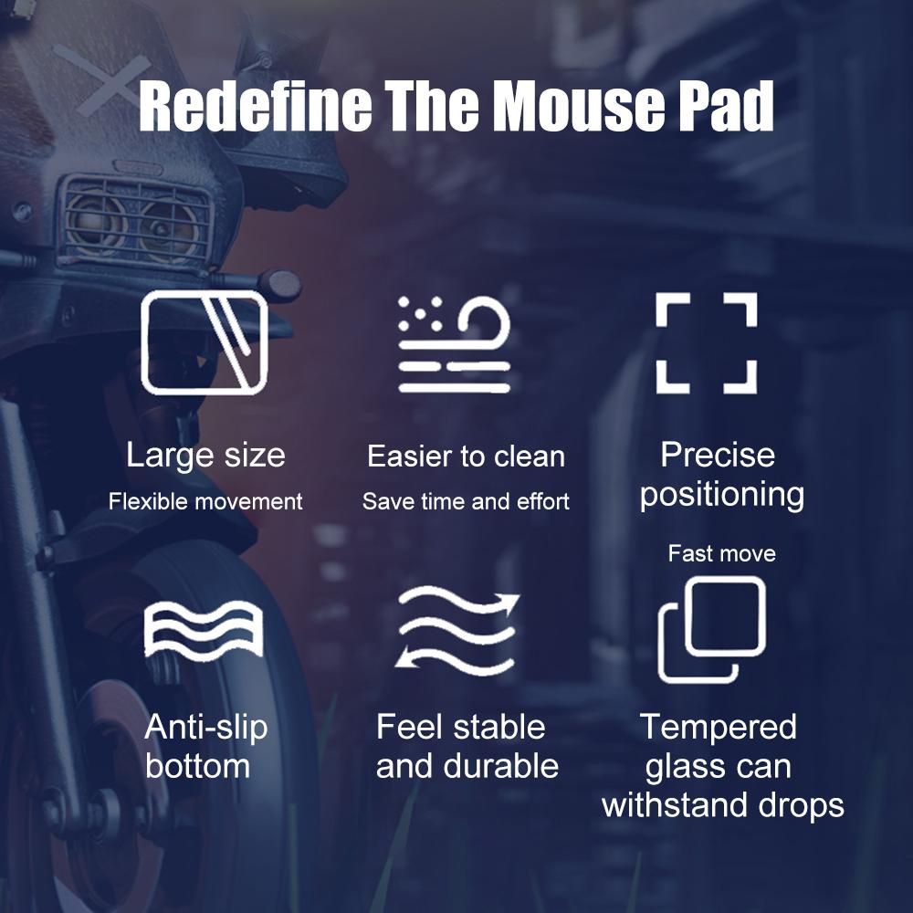 Photovoltaic Mouse Pad Gaming Mouse Pad NonSlip Tempered Glass Professional Mouse Mat for Desk