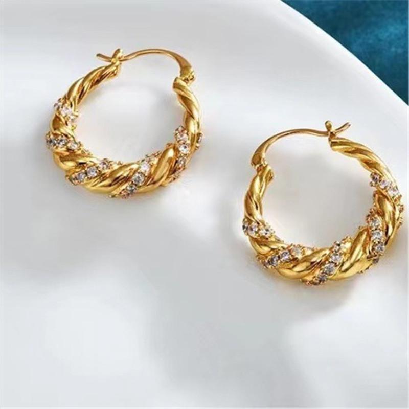 New Statement Shiny Rhinestone Earrings Classic Geometric Round Hoop Earrings Fashion Circle Jewelry Women Accessories