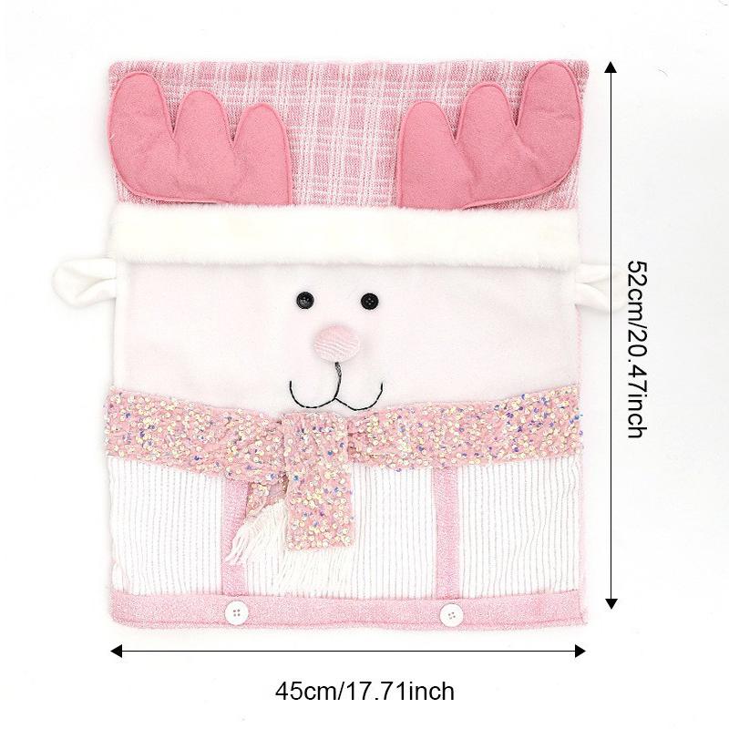 Christmas Chair Cover Home Xmas New Year Decoration Supplies Chair Seat Cover 3D Santa Claus Snowman Elk Chair Back Cover