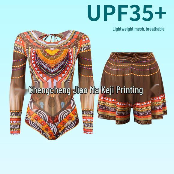 UPALNIK Damen Einteiler Netz Sonnenschutz Badeanzug Überwurf, Langarm Design