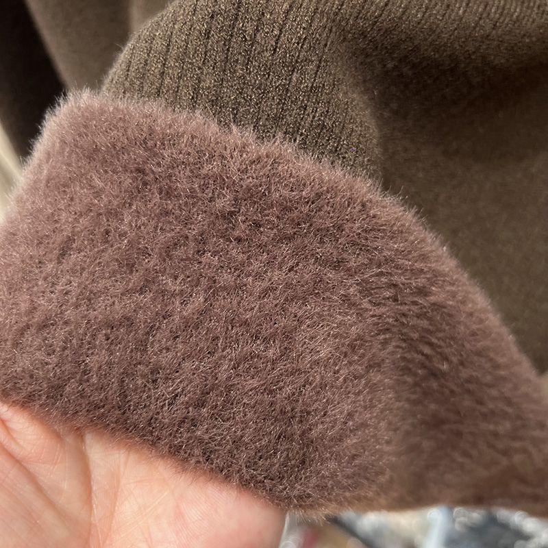 Cashmere Blouse Semi-turtleneck Fleece Thickened Sweater Warm Integrated Fleece with Wool Bottoming Shirt Sweaters
