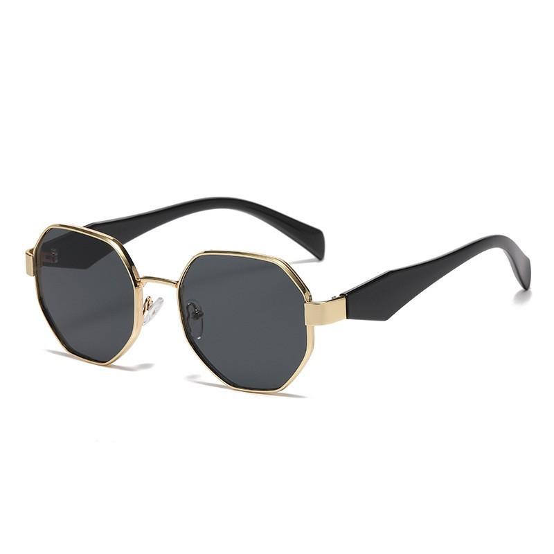 

Polygonal round frame large frame sunglasses double gray catwalk street sunglasses full frame punk party men and women the same glasses