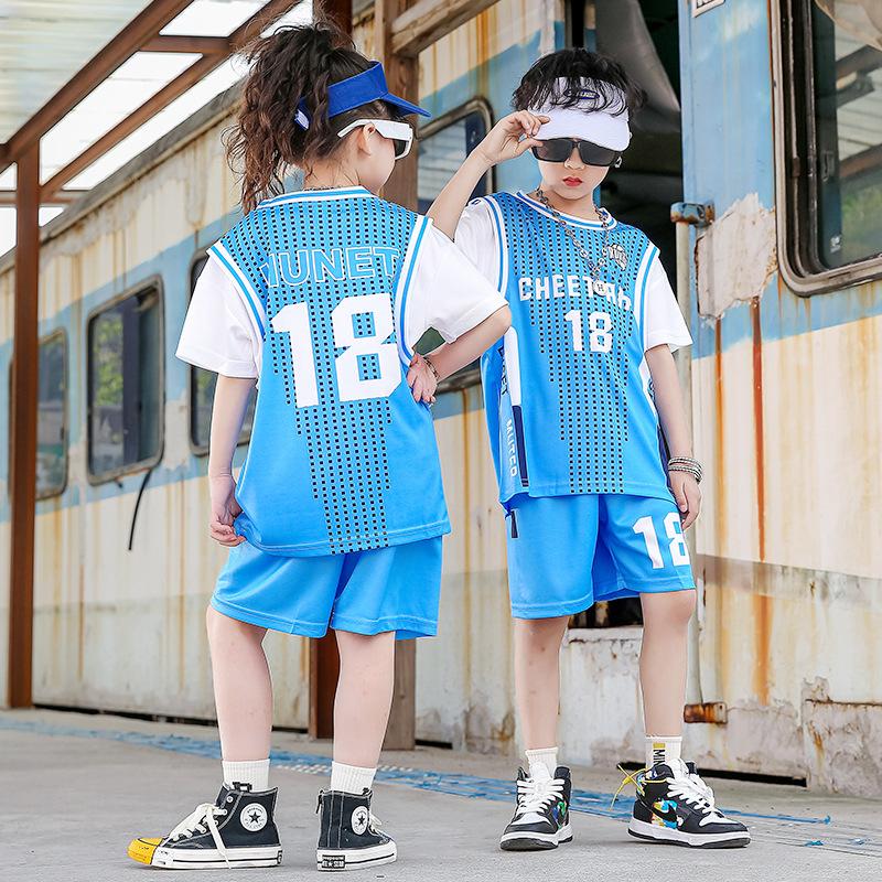 Summer new men's and children's basketball suit outdoor women's sports training quick-drying jersey short-sleeved shorts two-piece set