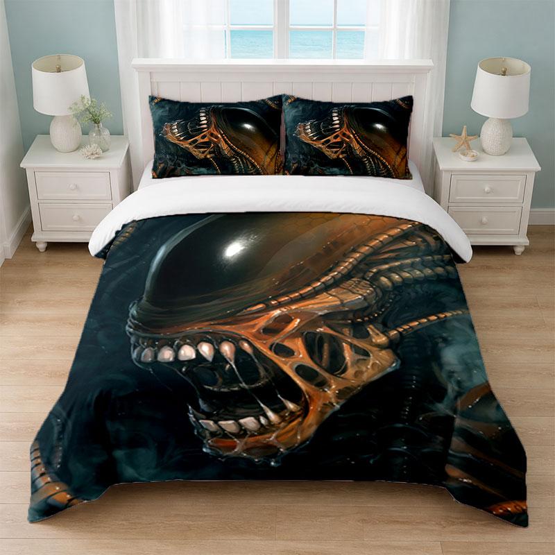 Alien Xenomorph Bedroom 3Pcs Bedding Set Soft Bed Sheet Pillowcases Home Bedding Decoration