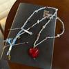 Collana con Ciondolo a Forma di Cuore Elegante Semplice Cavo Regolabile Fascino in Resina Collana a Coulisse Catena per la Clavicola Per Uso Quotidiano