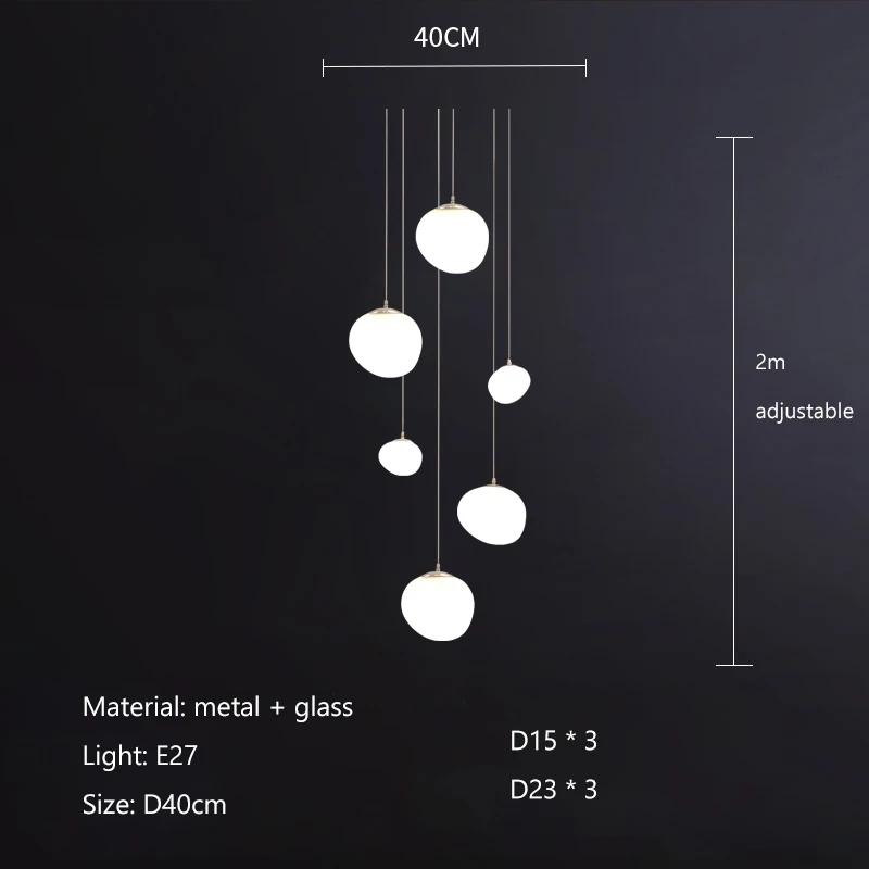 Nordic Minimalist Staircase Chandelier Bubble Glass Light Luxurious Living Room Family Kitchen Restaurant Celing Pendant Lamp