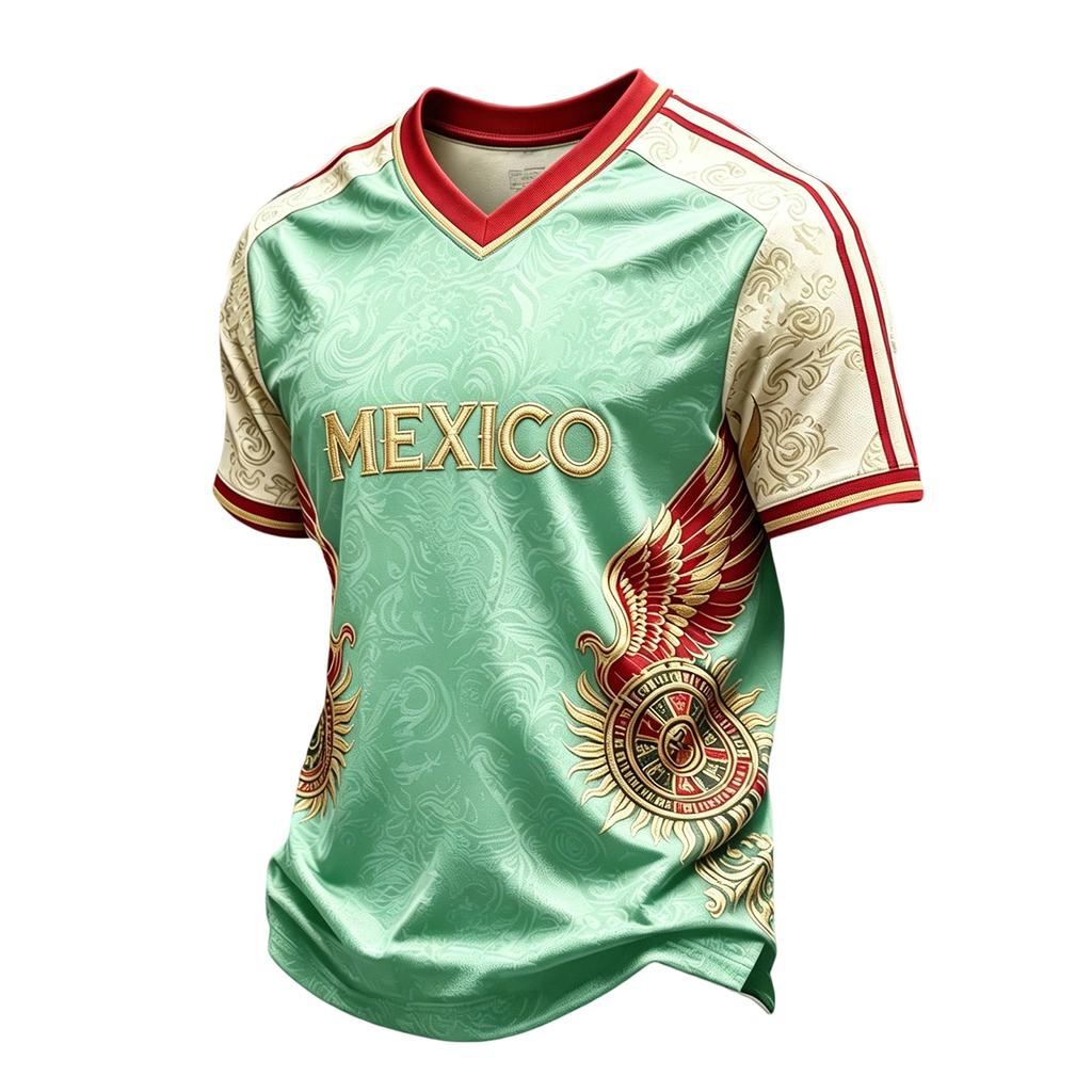 Men's Casual V-Neck Short Sleeve T-Shirt Lightweight Breathable with Mexico Letter Print