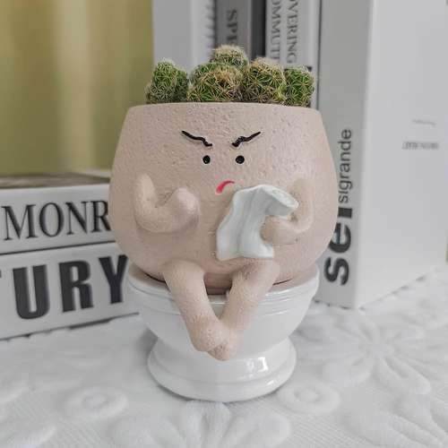 Resin Modern Minimalist Cartoon Pattern Cross-border New-style Cute Succulent Swing Flower Pot Craft Creative Home Decor Planter