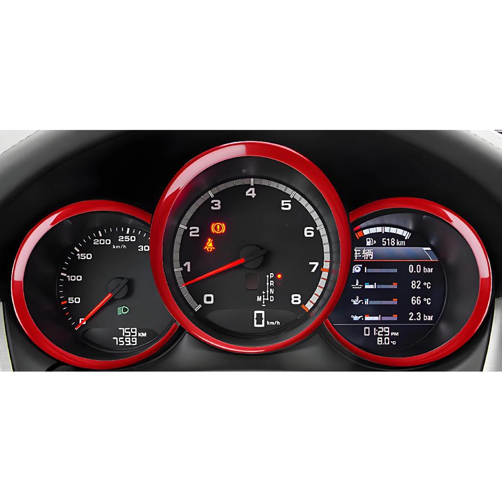 For Porsche Cayman Macan Boxster 718 987 981 Car Accessories Dashboard Gauge Trim Ring Sports Red Style