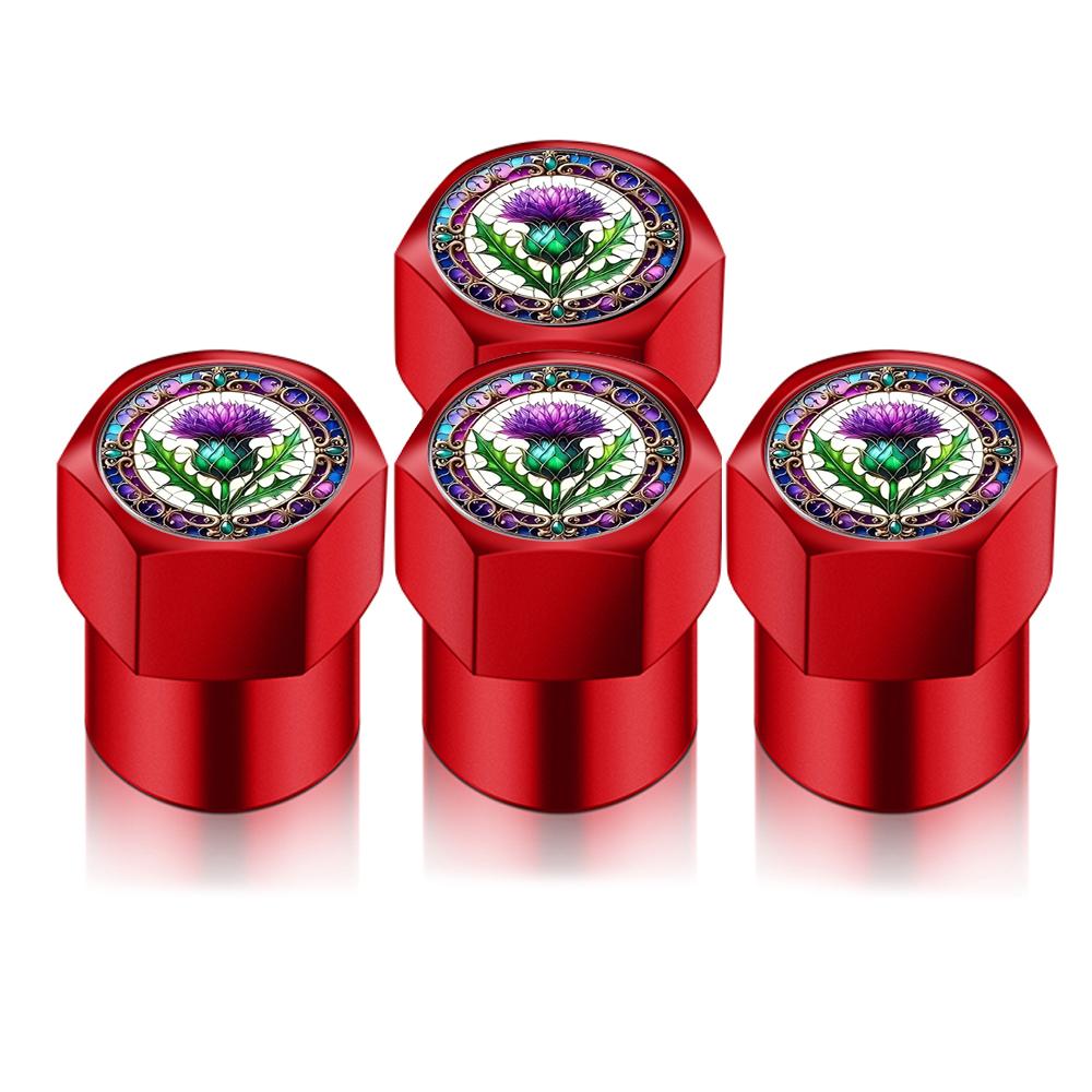

Universal For Celtic Knot & Scottish Thistle Mandala Floral Car Wheel Tire Air Valve Caps Stem Car Stickers For Cars Motor Auto Accessories червоний