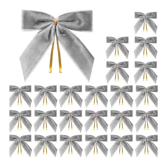 24 Pcs Velvet Christmas Bows with Twist Tie 3.5 Inch Pre-Tied Vintage Velvet Ribbon Bows for Wreath Tree Gift Wrapping DIY Craft Party Favors Home