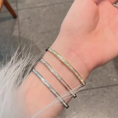 Starry Sky Titanium Steel Bracelet for Women - Full Diamond, Non-fading Trend, European & American Style